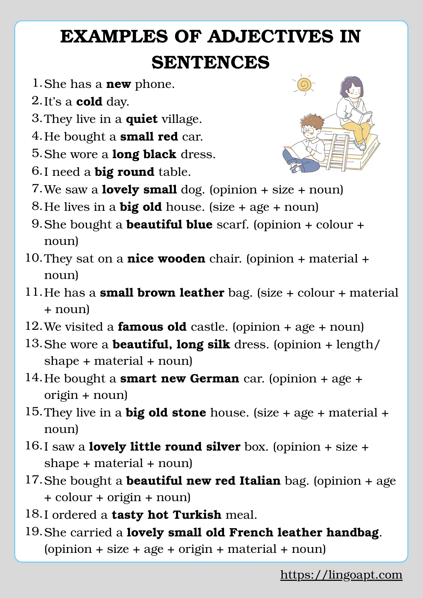 19 examples of adjectives in sentences