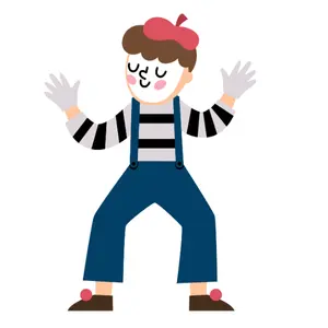 Mime A mime artist in white face paint and red beret