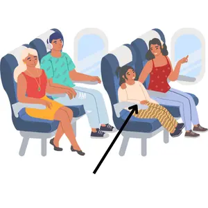 Plane's aisle seat Passengers sitting in the aisle seat