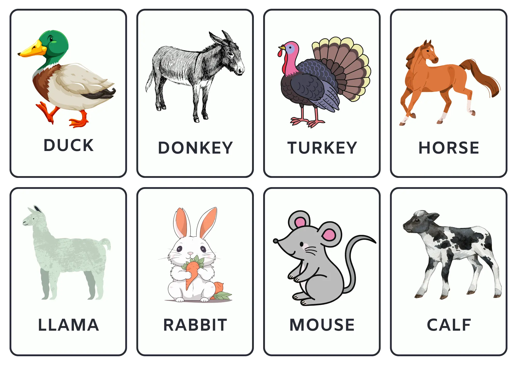 Animals flashcards for kids and ESL students - slide2