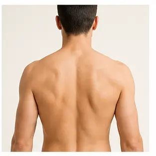 A human back for English body part vocabulary learners.