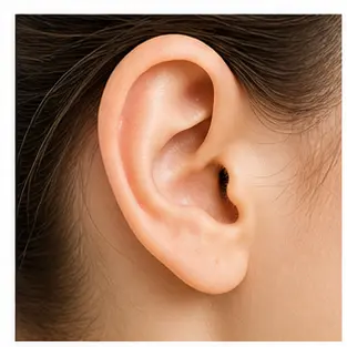 A close-up of an ear for English body part vocabulary learners.