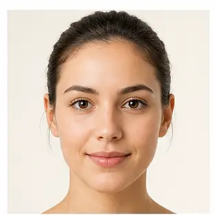 A human face for English body part vocabulary learners.