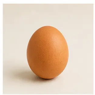 A brown egg for English food vocabulary learners.