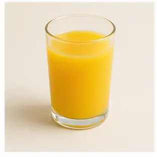A glass of orange juice for English drink vocabulary learners.