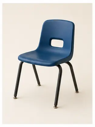 A classroom chair for English school vocabulary learners.