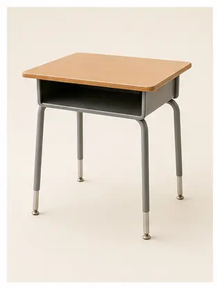 A school desk for English school vocabulary learners.