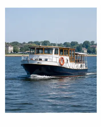 A boat on water for English transport vocabulary learners.