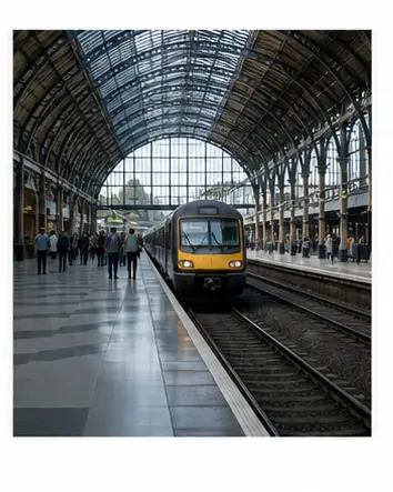 A railway station for English transport vocabulary learners.