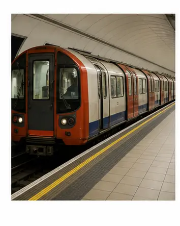 An underground train for English transport vocabulary learners.