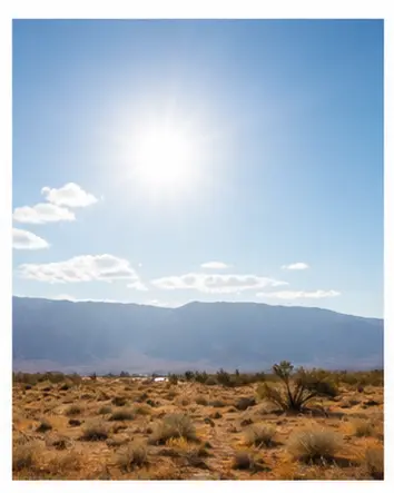 A hot sunny landscape for English weather vocabulary learners.