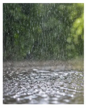 Rain falling outside for English weather vocabulary learners.