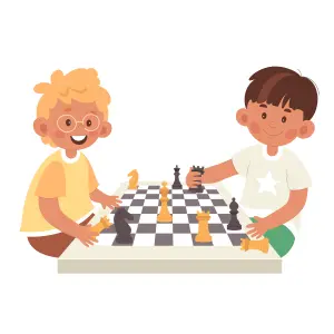 Two boys playing chess