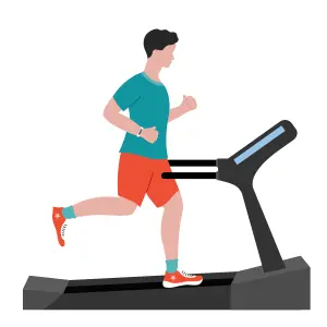 Cardio exercises A man on a treadmill doing cardio exercises