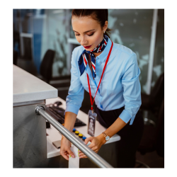 A check-in attendant at the airport