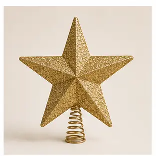 A gold Christmas tree star for English vocabulary learners.