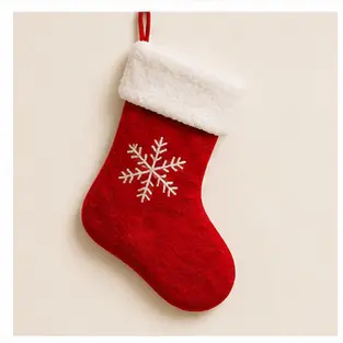 A red Christmas stocking for English vocabulary learners.