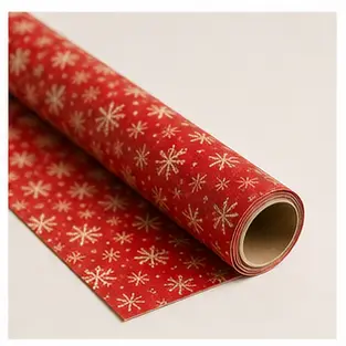 A roll of Christmas wrapping paper for English vocabulary learners.