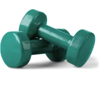 Dumbbells Two green dumbbells
