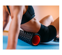 woman using a foam roller