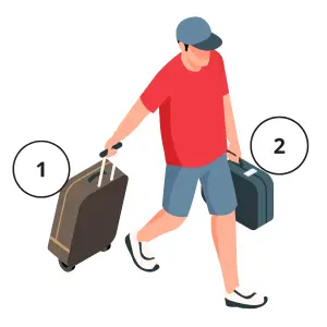 Hand luggage and carry-on bag A man holding a hand luggage and a carry-on bag