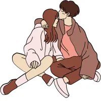 A man kissing his girlfriend