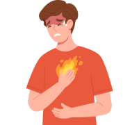 A boy having an heartburn