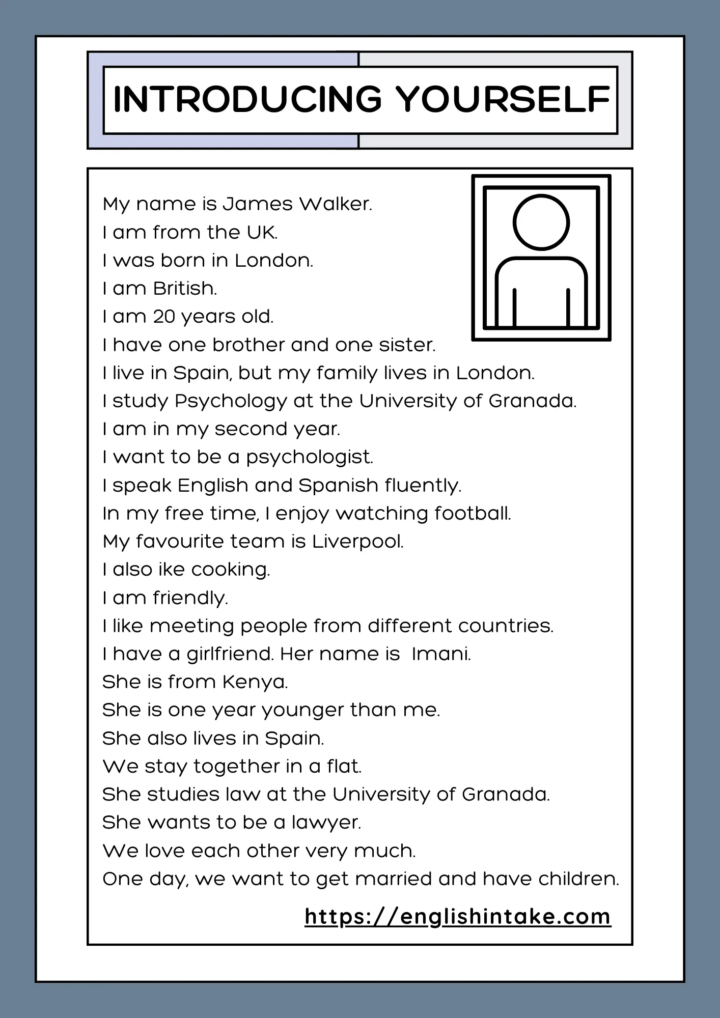 Introducing yourself in English 26 example sentences to introduce yourself in English.