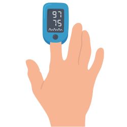 A pulse oximeter on a finger