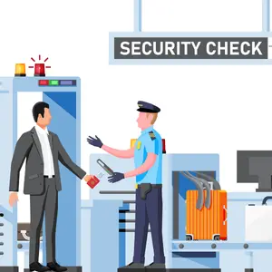 Airport security check A man at an airport security check