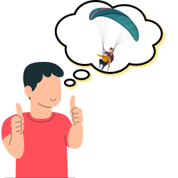 A boy doing skydiving