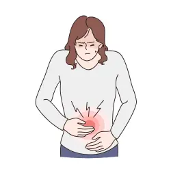 A girl having a stomachache
