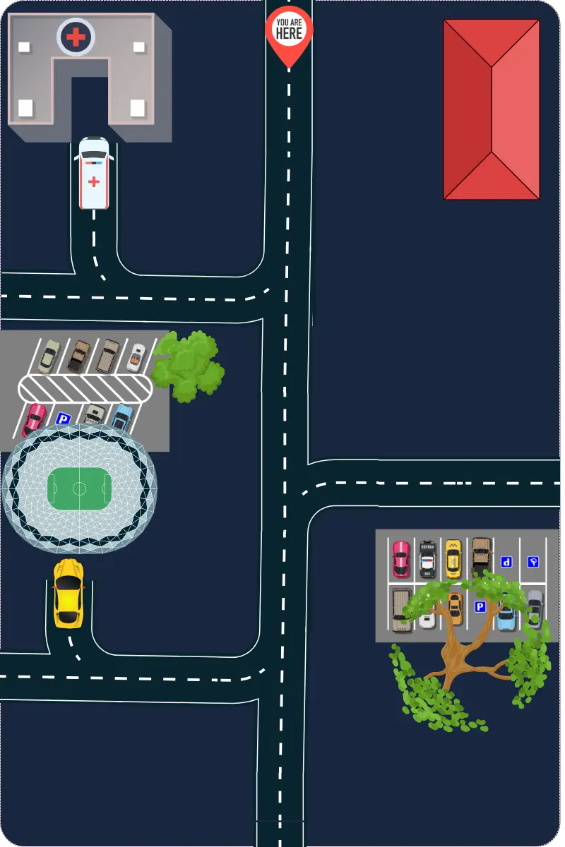 Street map with directional signs