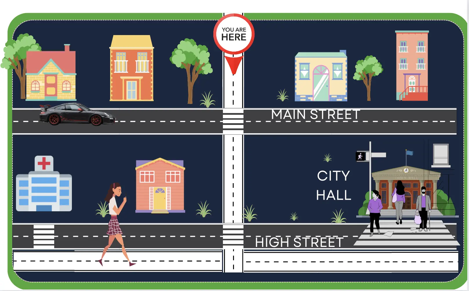 Street maps with landmarks