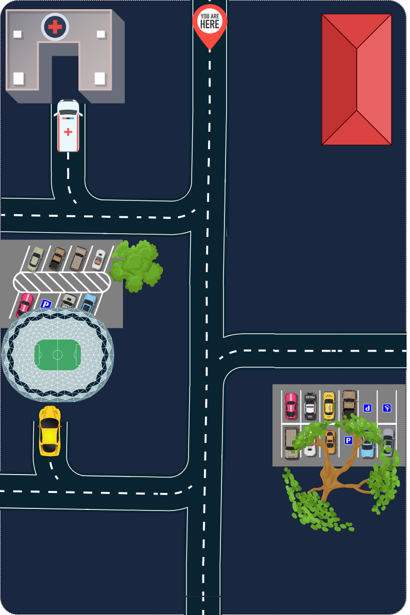  Street map with directional signs