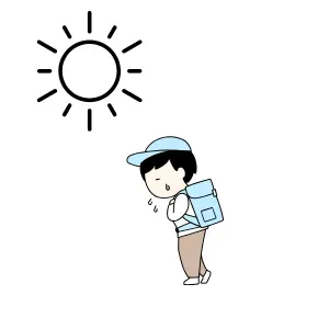 A sunny day A little boy wearing a cap walking on a sunny day