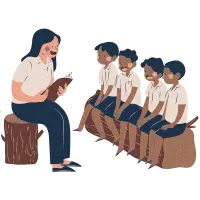 A teacher and her pupils