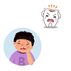 A little boy crying because of toothache