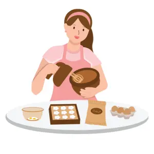 A girl baking cake
