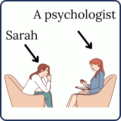 A woman sitting opposite a psychologist